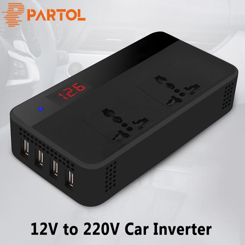 Partol 12 В до 220 автомобильный инвертор 200 Вт преобразователь напряжения с 4 USB