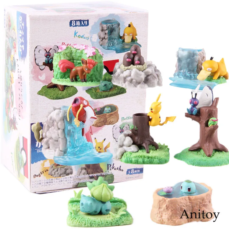 with retail box Koduck Butterfree Fushigidane Zenigame Bulbasaur Magikarp фигурка Коллекционная модель игрушки 8 шт./компл - Цвет: with retail box