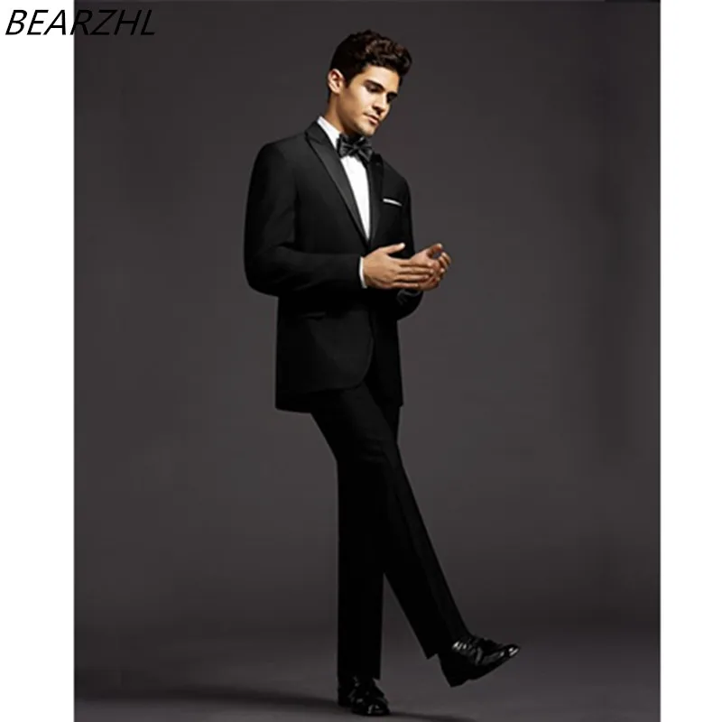 

Slim Fit Men Business Groom Suits For Wedding Tuxedos Black 2021 Formal Wear