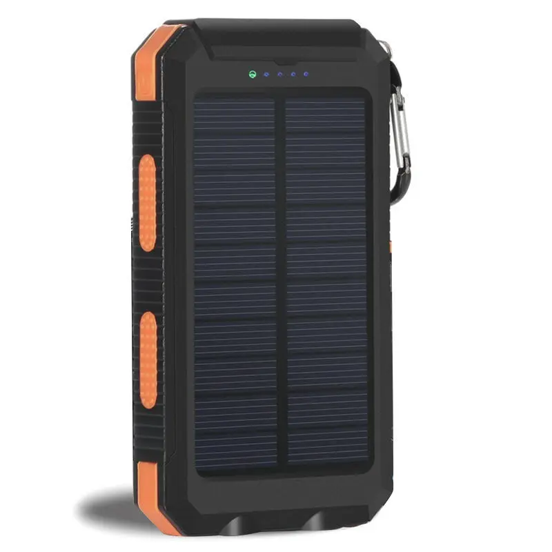 

Solar Power Bank Real 20000 mAh Dual USB External Waterproof Polymer Battery Charger Outdoor Light Lamp Powerbank