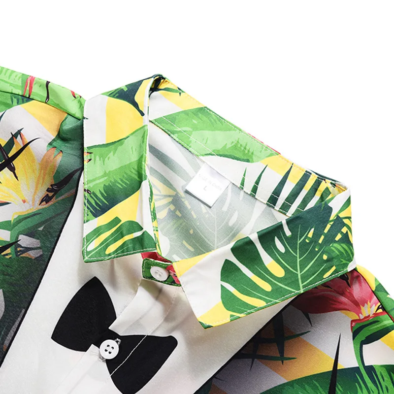 Мужская рубашка из двух частей с цветочным принтом брендовая гавайская коротким