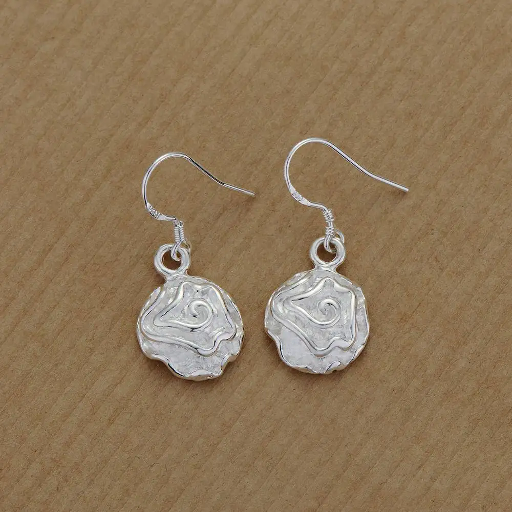 Висячие серьги в виде роз серебряные высокого качества для женщин женская