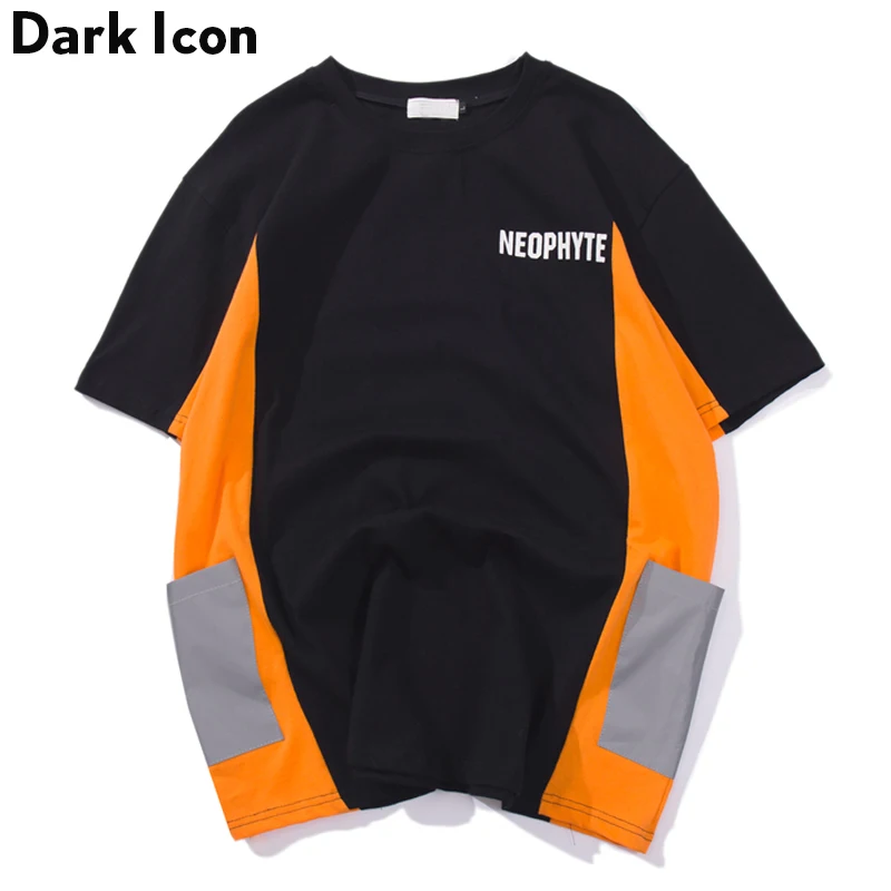 Темный значок 3M отражение с карманами свободные футболки Для мужчин 2019 Лето в