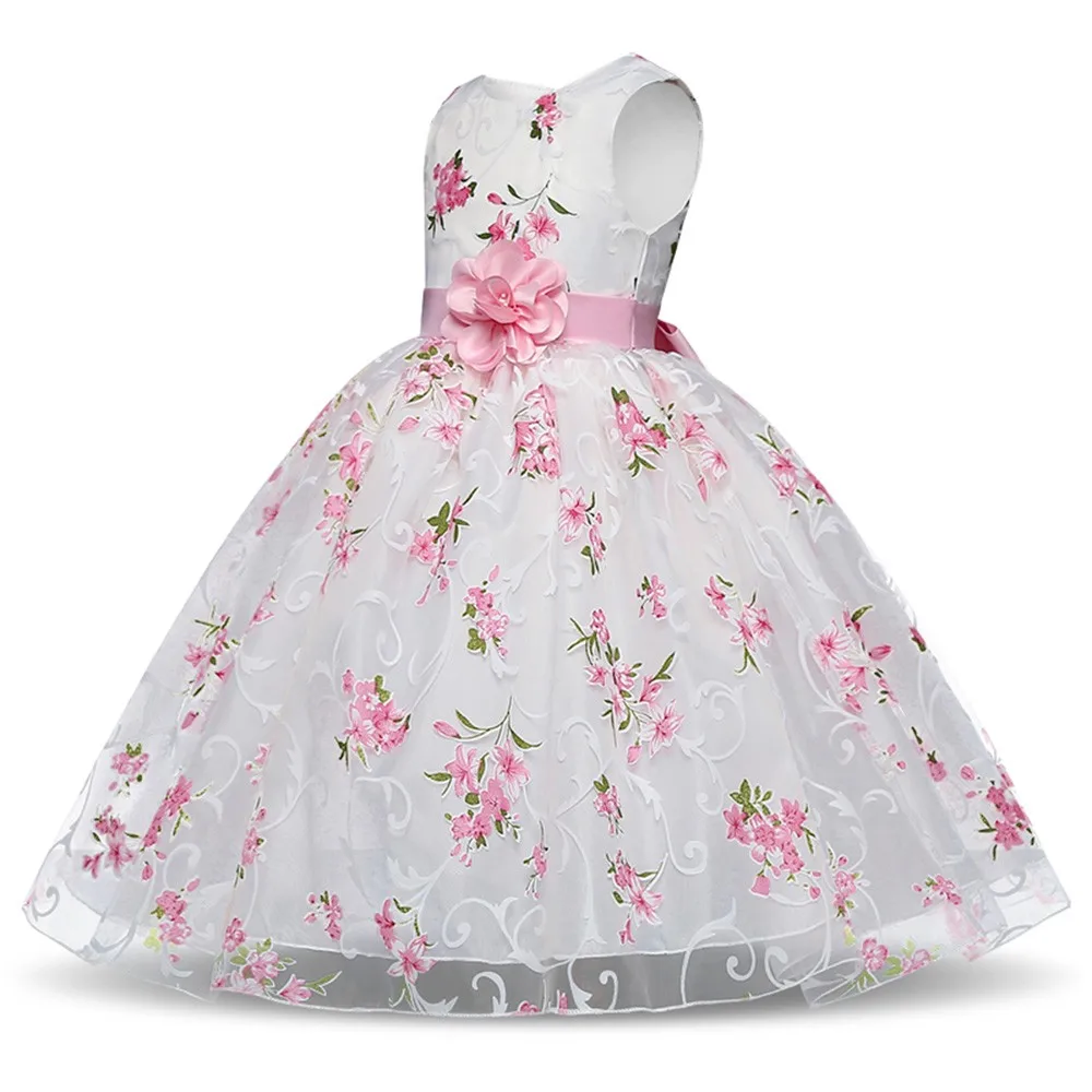Childrens Kids teenagers Girls Dress Floral Princess Gown girls dresses for party and wedding Sleeveless Tutu | Детская одежда и