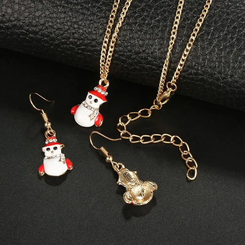Для женщин Ювелирные наборы Рождественская в форме снеговика кулон Цепочки и