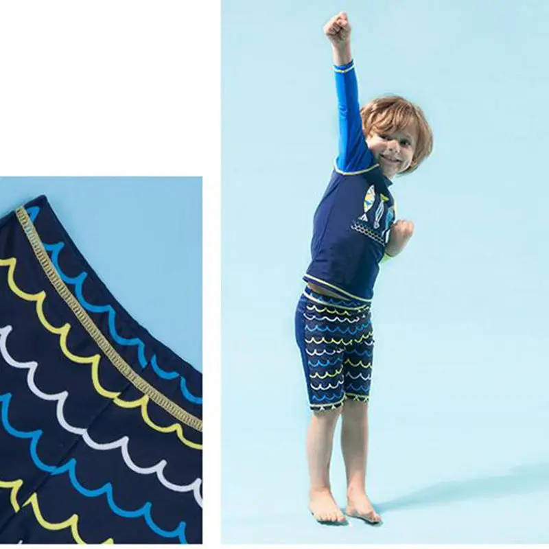 Новинка 2018 года детские купальные костюмы для мальчиков с длинными рукавами и
