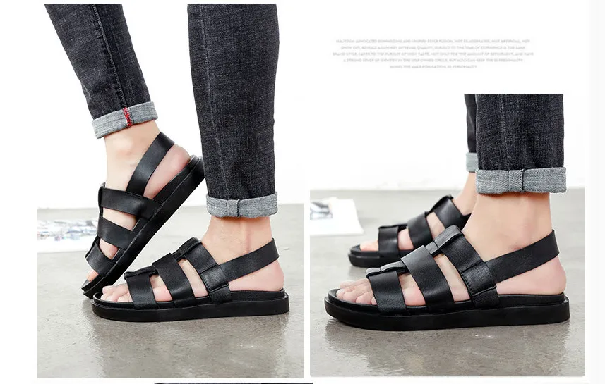 Сандалии мужские с вырезами натуральная кожа повседневные мягкие босоножки