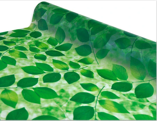 Статическая липкая термостойкая раздвижная дверь с зелеными листьями