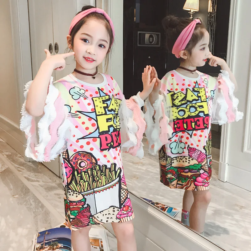 girls dress 2019 new summer children's thin section short-sleeved big children Korean version of ultra-foreign gas | Детская одежда