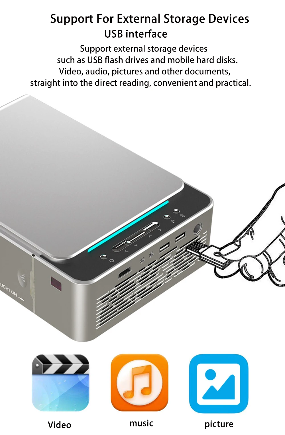 Salange P20 HD светодиодный проектор, 2600 люмен, 1280x720p HD, Android 7.1.2 видео видеопроектор HDMI USB 1080p Proyector Bluetooth wifi проектор