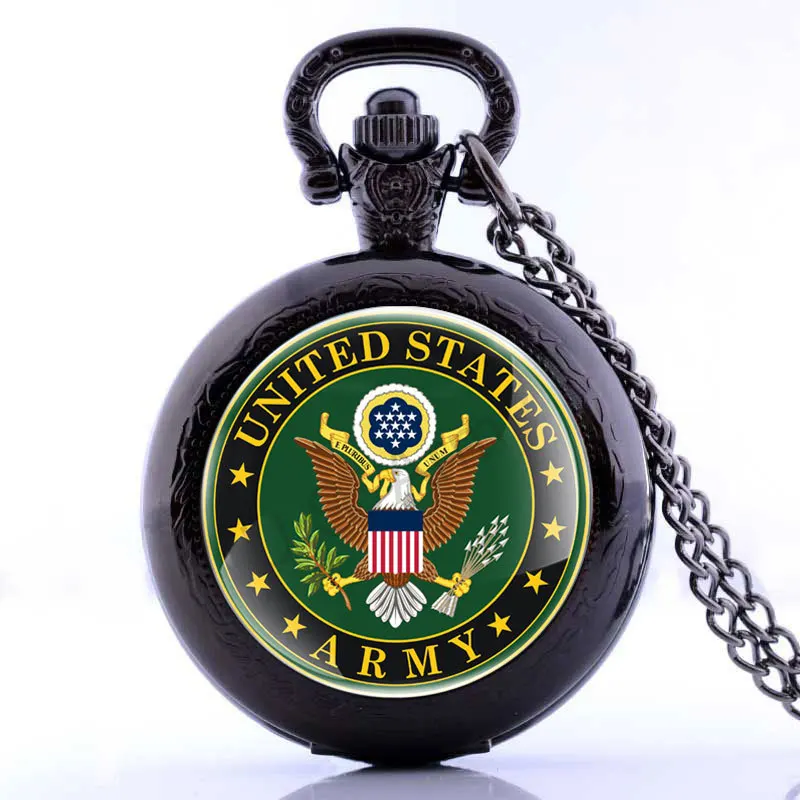 Army Black День ветеранов армии USMC США морской корпус карманные часы Бронзовый черный серебристый цвет доступны Прямая поставка милые стационарные - Цвет: Army Black