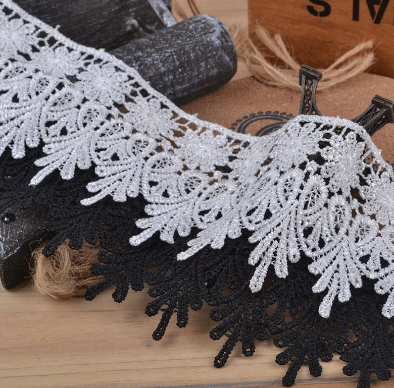 

Free shipping 7.5cm exquisite flower embroidery lace trim wedding hair bow gift home textiles accessory 10yards/lot