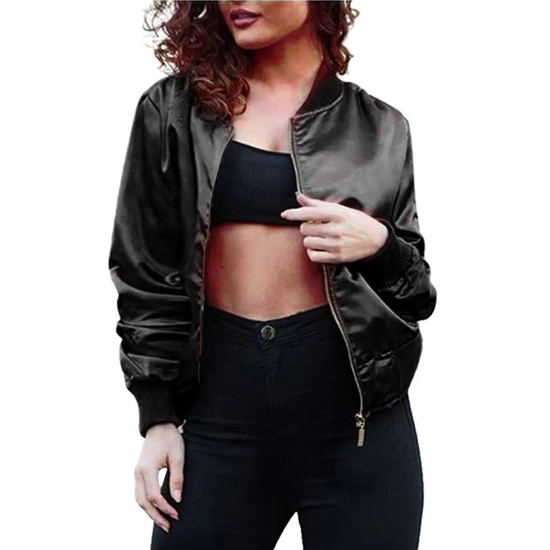 Женское пальто на молнии однотонная офисная куртка с длинным рукавом осень