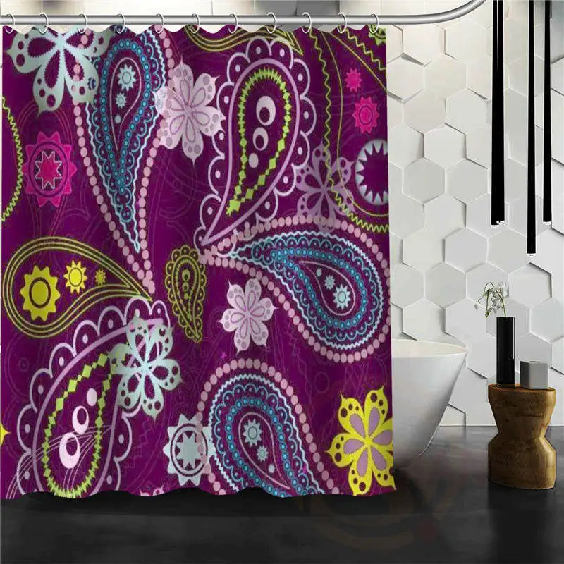 

New Paisley Pattern Shower Curtain Custom Fabric Waterproof Bathroom Shower Curtain U4170261
