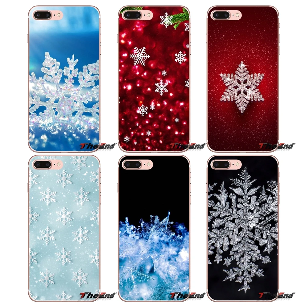 Прекрасный Снежинка для iPhone X 4 4S 5 5S 5C SE 6 6S 7 8 Plus Samsung Galaxy J1 J3 J5 J7 A3 A5 2016 2017 Мягкий