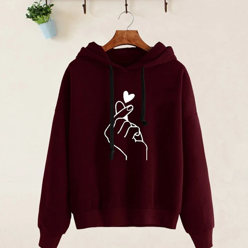wine red Sfit Женская Повседневная футболка сплошной цвет с длинными рукавами с капюшоном пуловер с капюшоном толстовки - Цвет: wine red