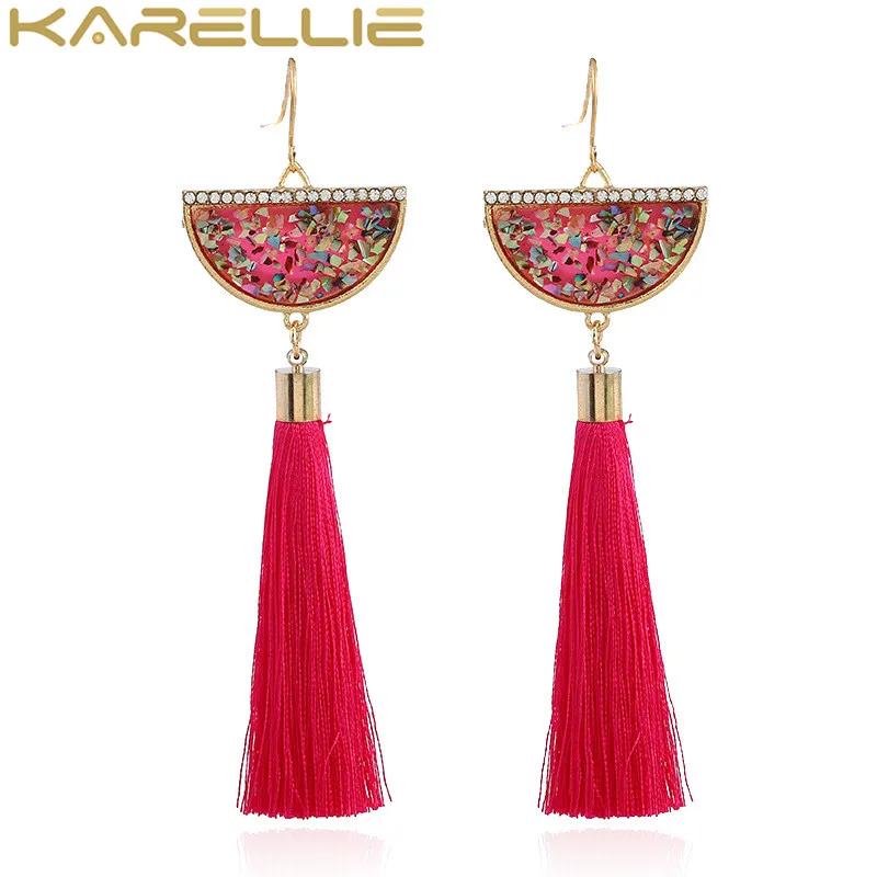 Karellie Новый Геометрическая сектор кисточкой мотаться серьги падения Мода