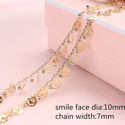 Smile face design 2 м/лот,, металлическая медь, украшение, цепь, соединение для подвески-шарма, позолота, для Diy, серьги, браслет, браслет, ножной браслет, изготовление ювелирных изделий - Цвет: Smile face design