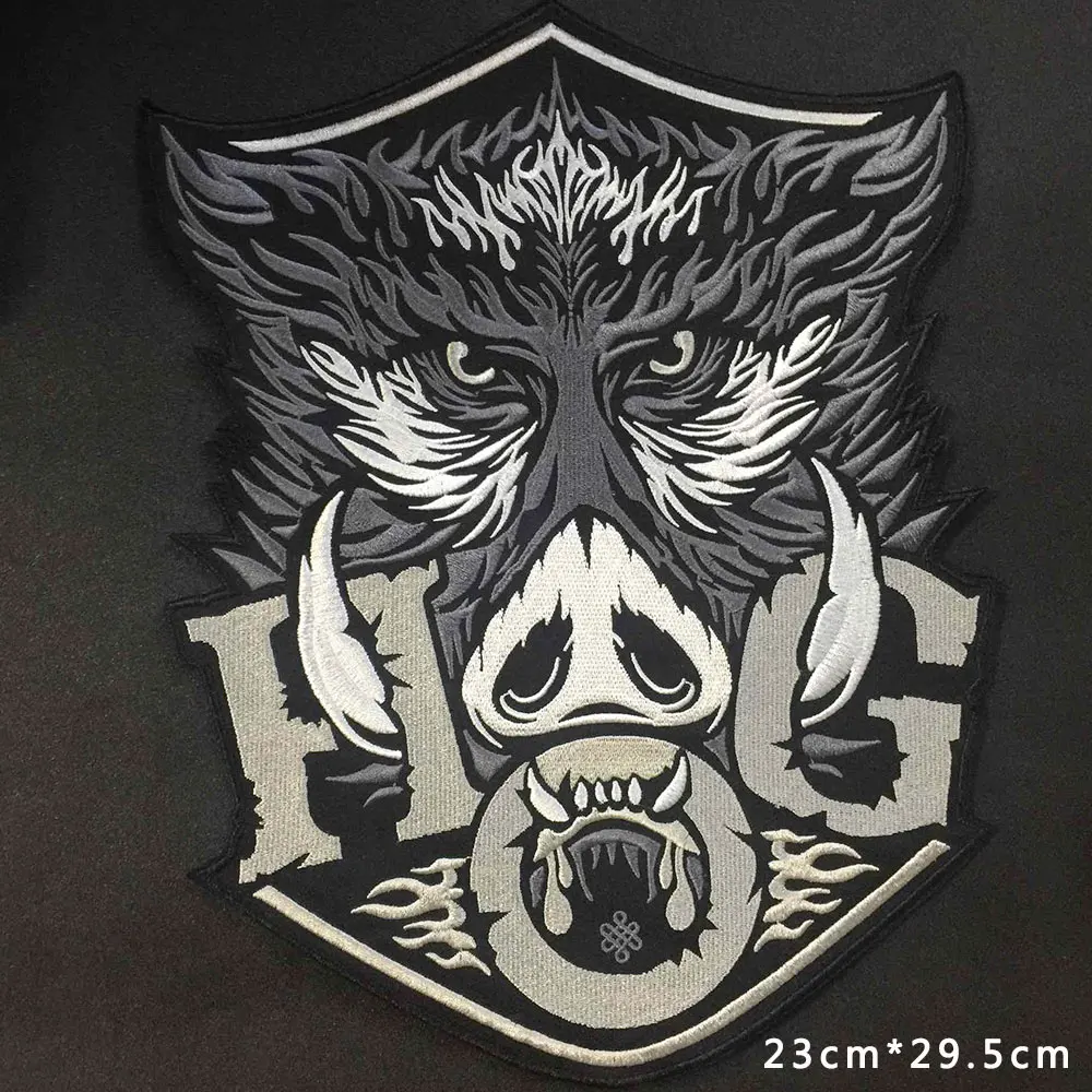 Дикий кабан байкер патч для поддержки куртки панк мотоцикл вышивка Скелет