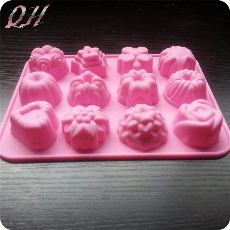 Лидер продаж в форме цветка Форма для пирога Силиконовые Muffin Случаи Конфеты Желе
