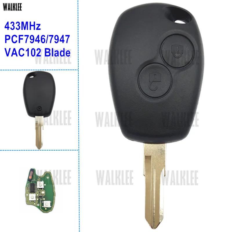 Дистанционный Автомобильный ключ WALKLEE для Renault Megane Modus Clio Kangoo Logan Sandero Duster с чипом