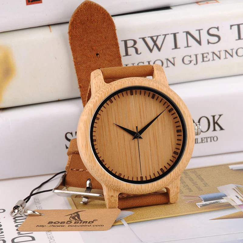 Женские кварцевые часы с бамбуковым ремешком и кожаным ремешком|watch for|watch for