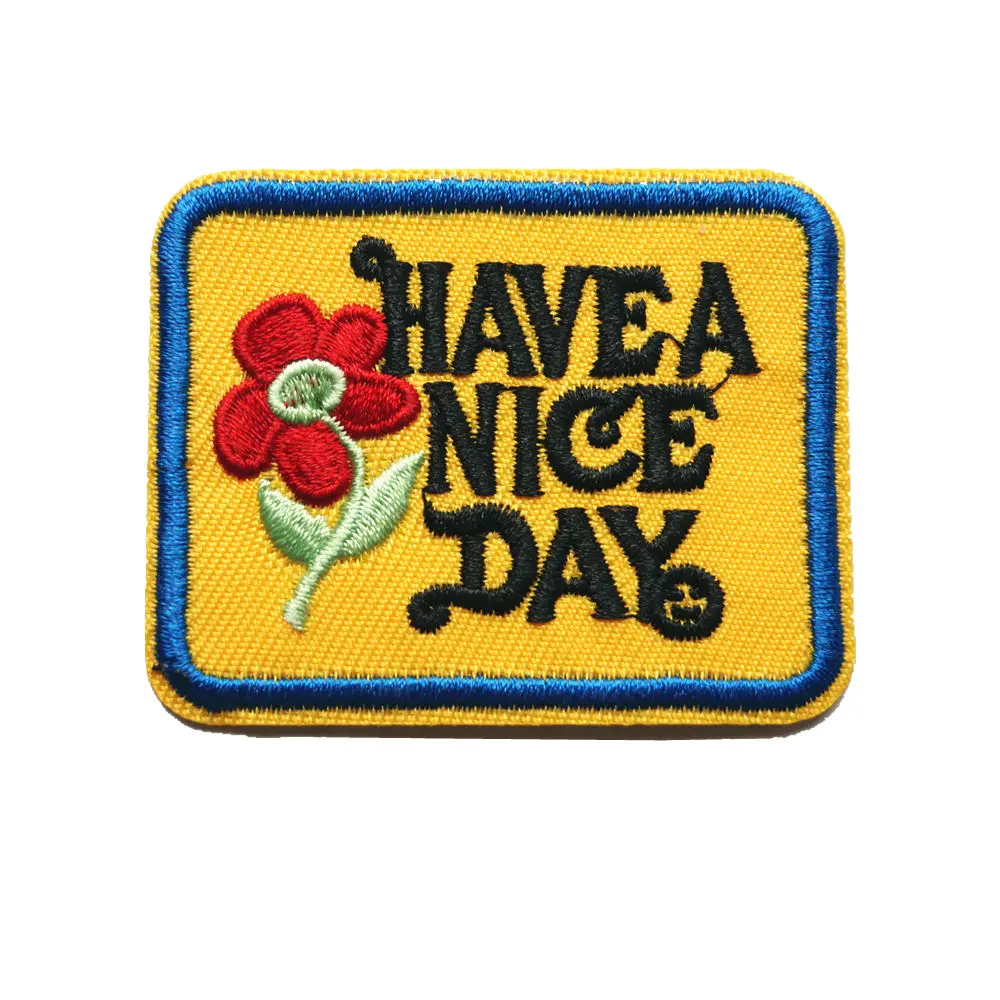 Желтые вышитые буквы нашивки для пришивания утюгом улыбка хорошего дня значки с