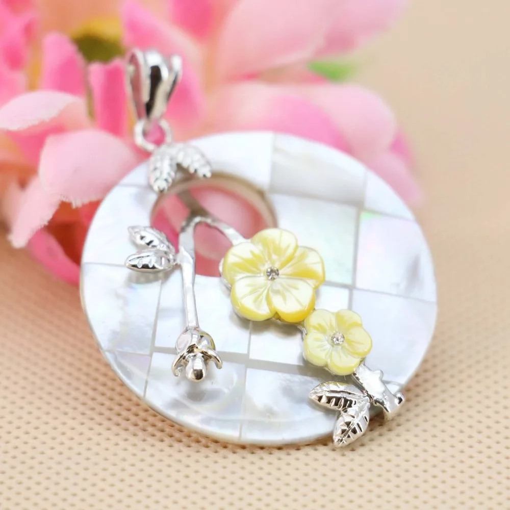 Ethnic Chic Natural Abalone seashells sea shell pendants Embroider flower Accessories paua DIY jewelry making design diy crafts | Украшения
