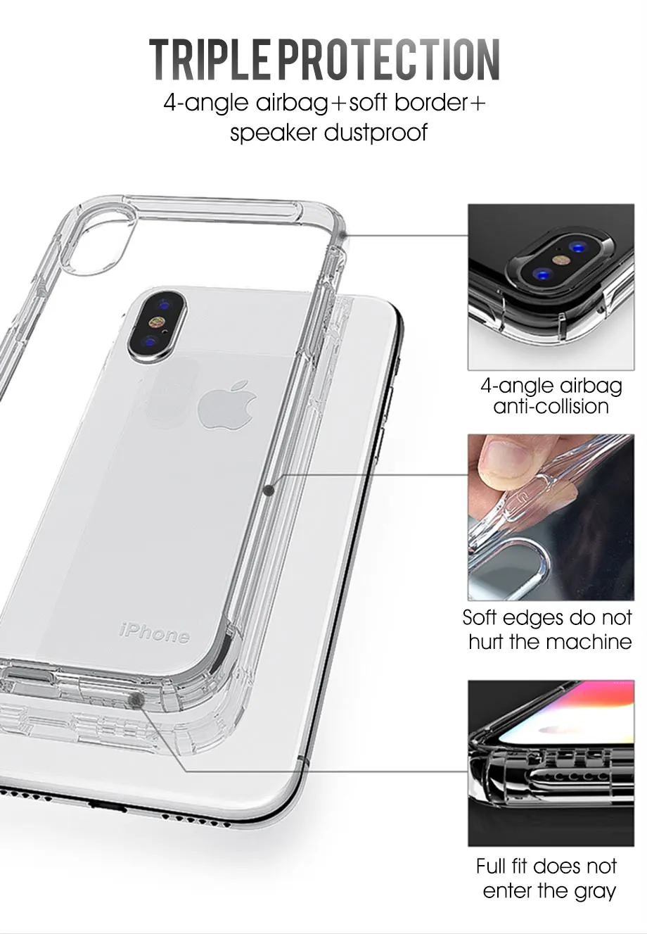 Роскошный противоударный прозрачный силиконовый чехол RHR для iphone X 7 8 6 6 S, мягкий прозрачный чехол для телефона iphone 6 6S 7 8 Plus, задняя крышка для iphone 11 Pro Max, чехол