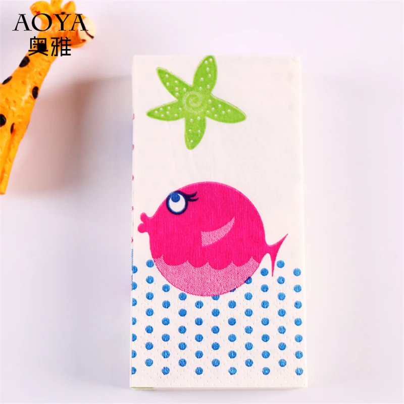 Креативные милые детские маленькие салфетки бумажные с принтом рыбок Морская