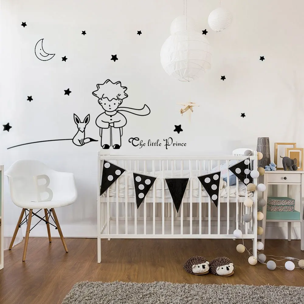 

Виниловые наклейки на стену для детской комнаты, Маленький принц, лиса, луна, звезда, искусственные наклейки для детской, спальни, настенные ...