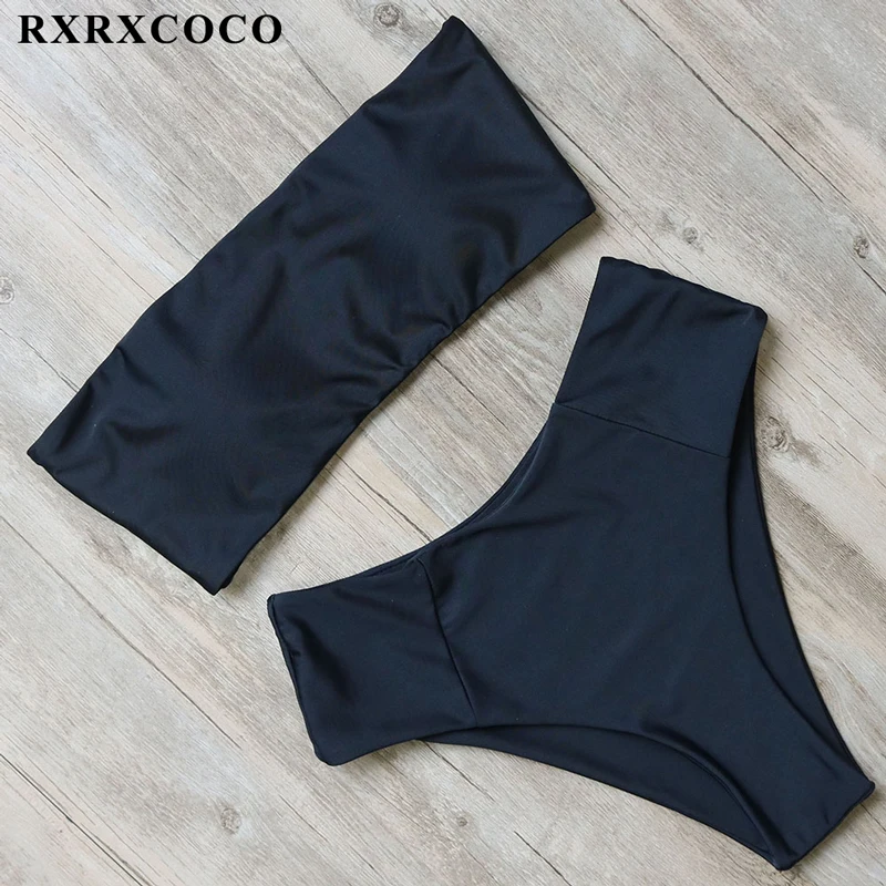 Пикантный купальник бикини RXRXCOCO Женский комплект с высокой талией бандажный пуш