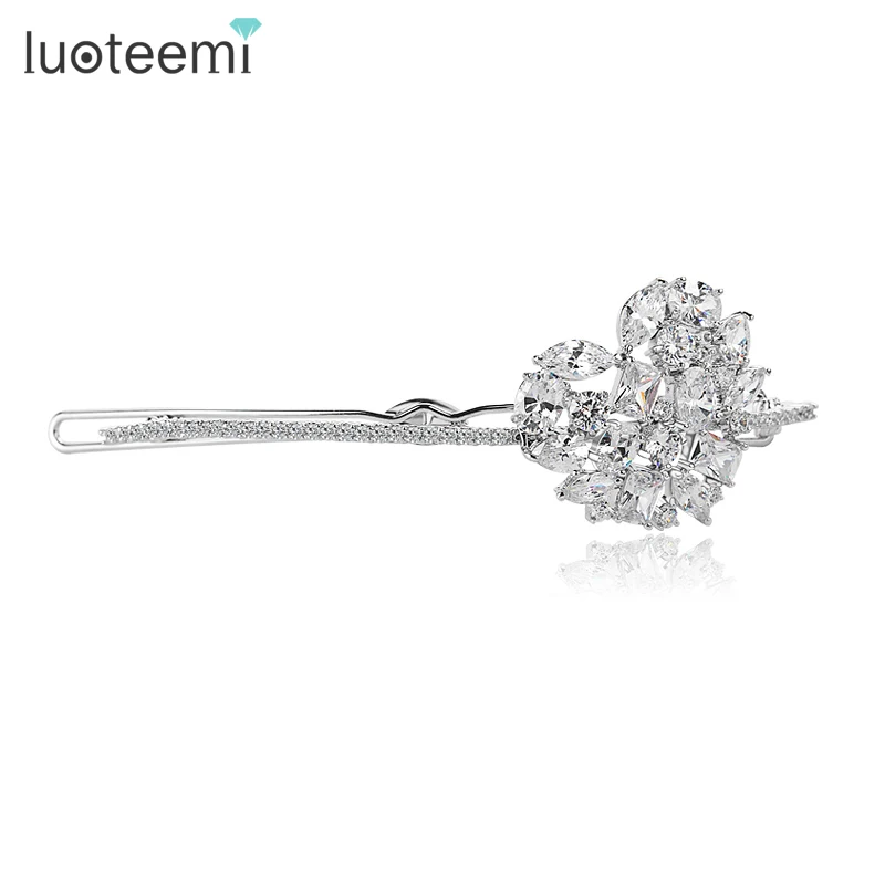 

LUOTEEMI New Luxury AAA Cubic Zircon Crystal Heart Hairpin for Fashion Bridal Hair Accessories Women Birth Day Gift