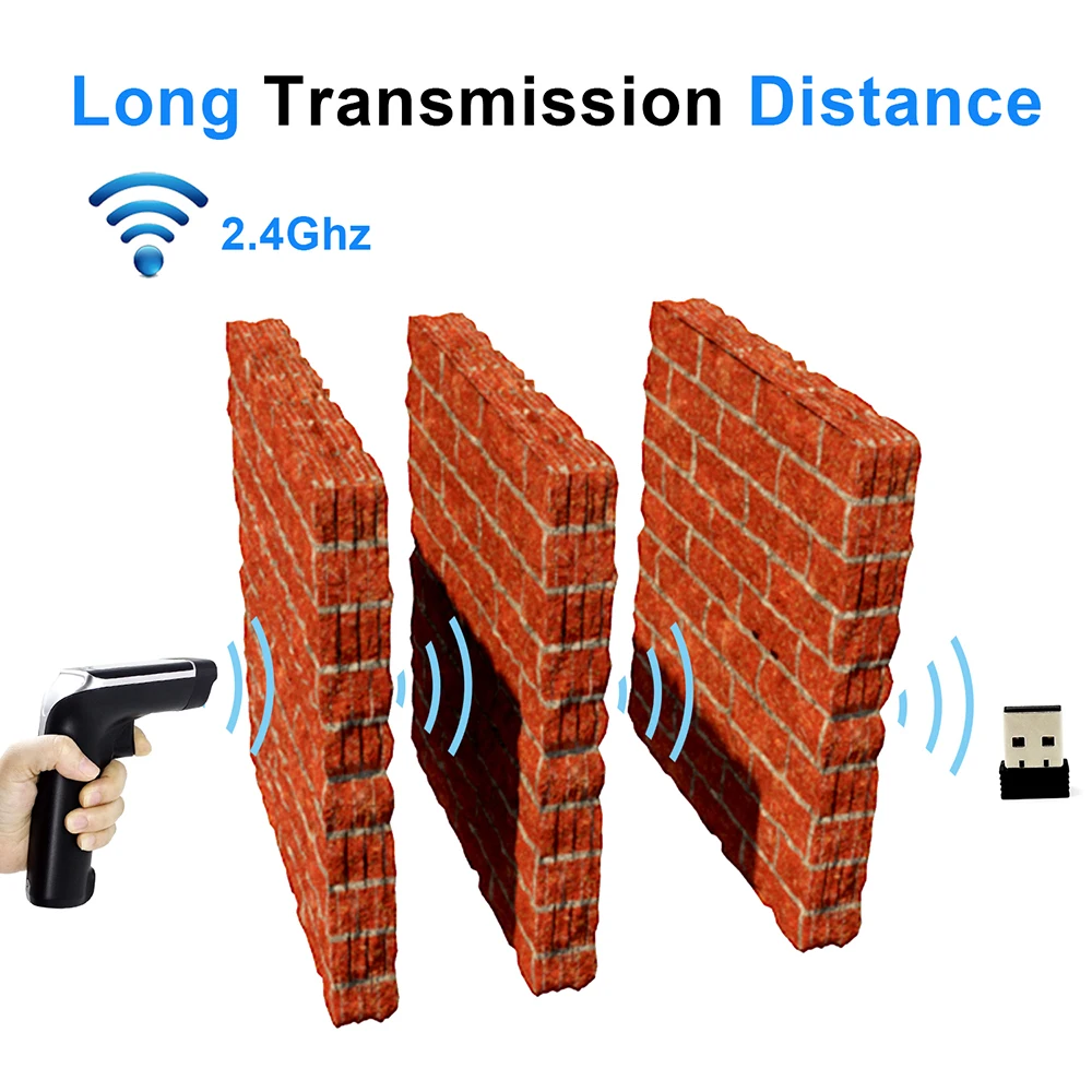 Беспроводной 2D сканер штрих-кодов Symcode 1D/2D 2 4 ГГц USB беспроводной считыватель с 100