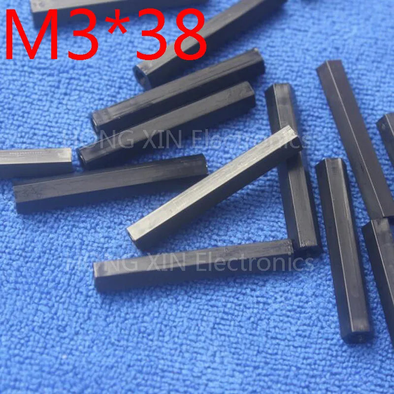 M3 * 38 черный 1 шт нейлон мм Шестигранная Женская противостоящая прокладка