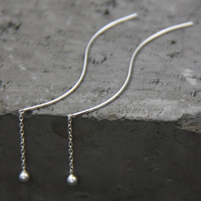 Модные длинные висячие серьги из стерлингового серебра 925 пробы для женщин