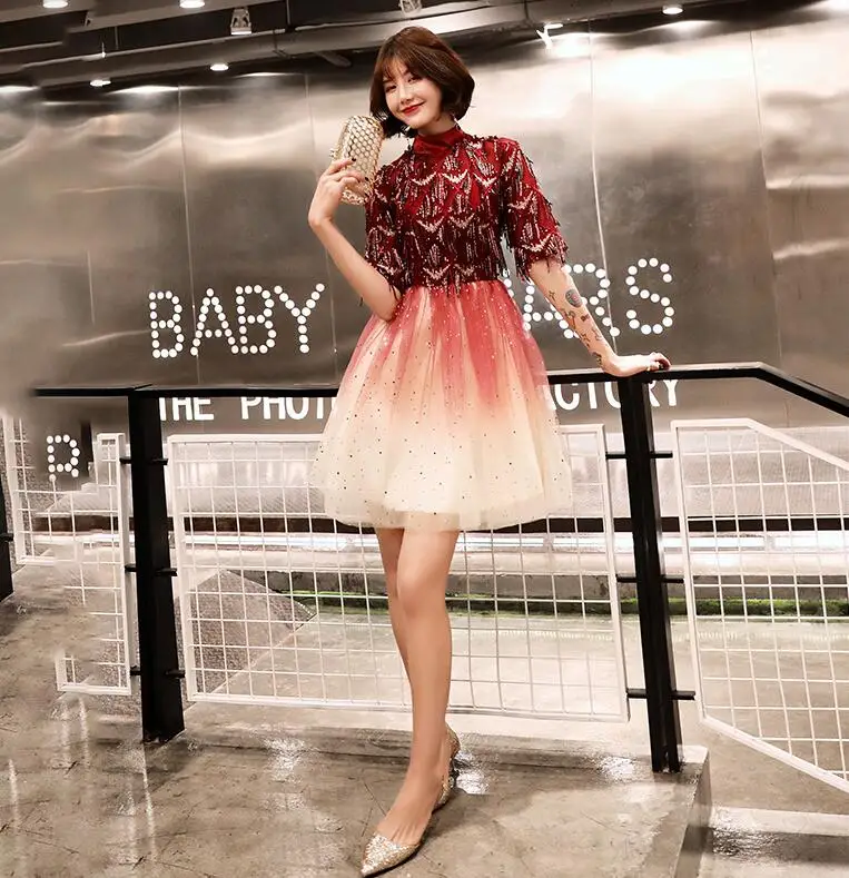 Robe De Soriee Новинка коктейльные платья с кисточками элегантные с коротким рукавом Встреча выпускников/корпоративы Выпускной Выходные туфли на выпускной Вечерние вечернее платье LF250 - Цвет: WY001
