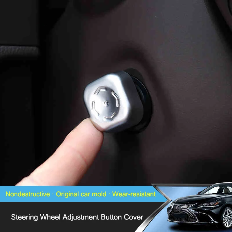 

QHCP Steering Wheel Adjustment Button Cover ABS Lock Knob Decoration Trim Interior Accessories Fit For Lexus ES200 260 300H 2018