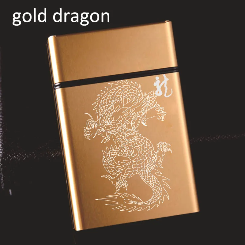 gold dragon Автоматическая крышка бомбы, аксессуары для курения, держатель для сигарет, металлический чехол для сигарет, карманная коробка, контейнер для хранения дыма - Цвет: gold dragon