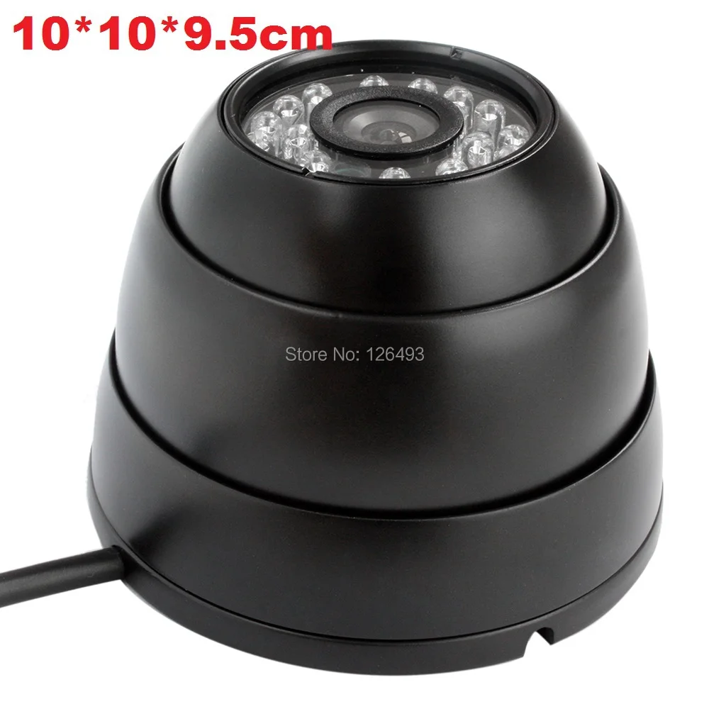 Мини купольная камера видеонаблюдения черного цвета с металлическим корпусом 1/3