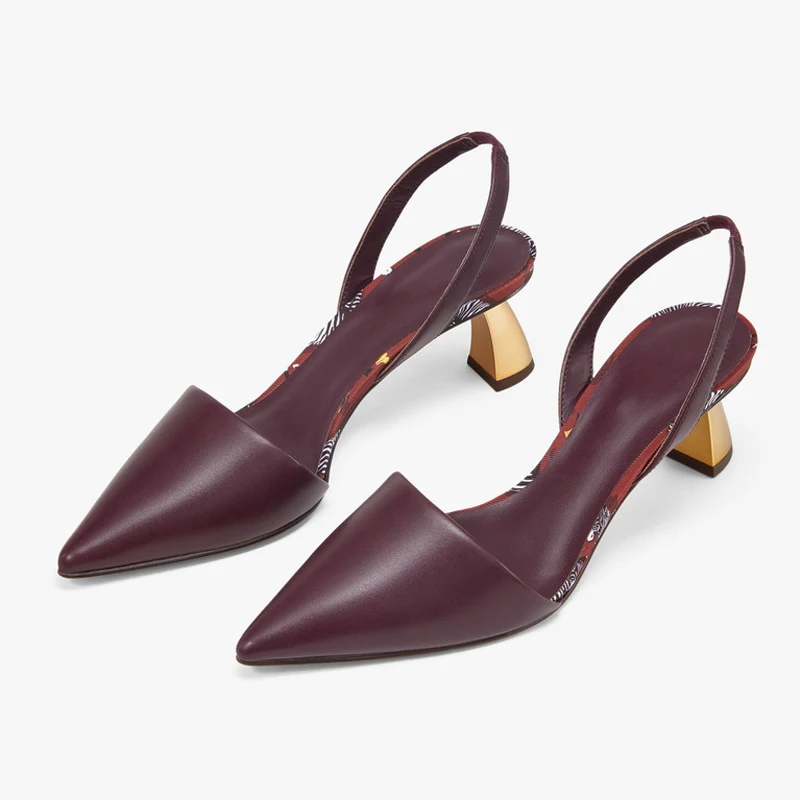 Red Sandals Модные женские Босоножки на каблуке «рюмочка»; коллекция года; Летние пикантные босоножки с острым носком и ремешком на пятке; женские модельные туфли-лодочки на необычном каблуке в стиле ретро - Цвет: Red Sandals