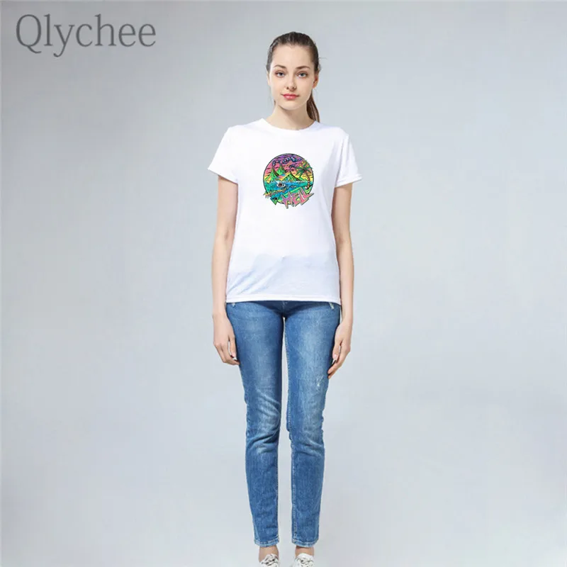 Женская футболка с надписью Qlychee Harajuku Devil белая Повседневная коротким рукавом и