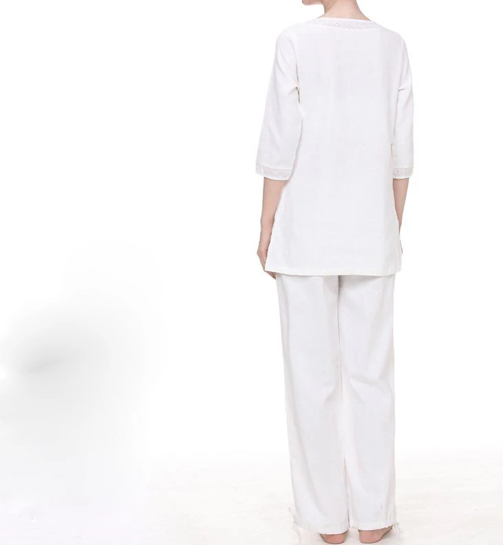 Женская одежда для йоги из хлопка и льна на лето весну белая форма медитации