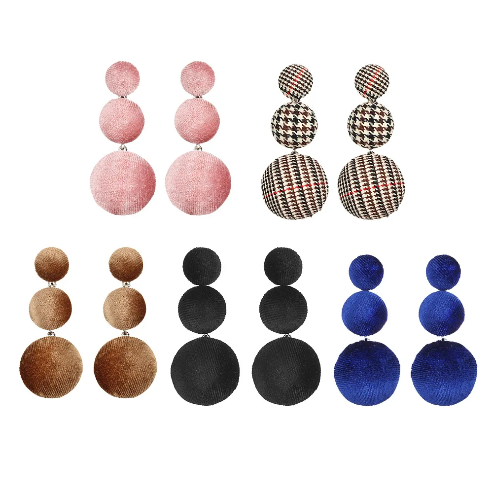 10 pairs/lot Ball Dangle Drop Earrings Women Accessories Long Earring Eardrop Statement Velvet Charm Tassel Jewelry Wholesale | Украшения и