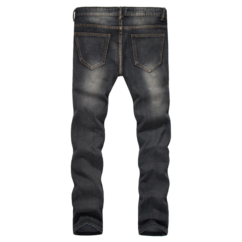 2017 Fashion Men's Jeans Autumn Men Straight Trouser Business Casual Patchwork Male Denim Pants Hip Hop Hole Design F112 | Мужская