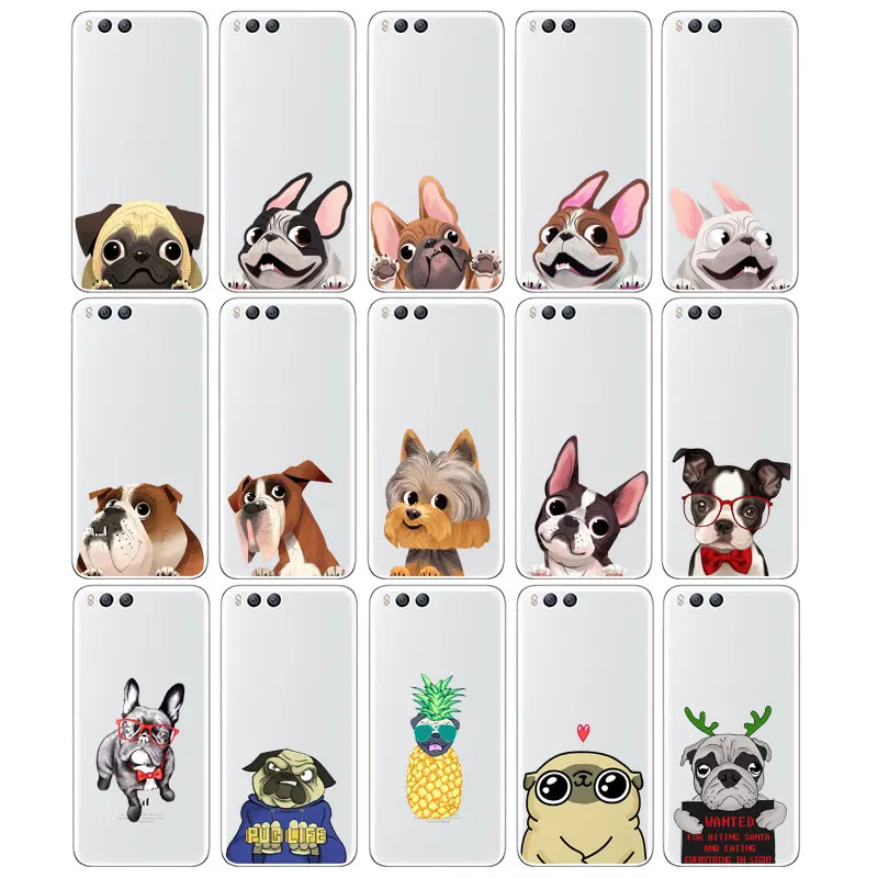 DREAMFOX L518 Cute Puppy Pug Soft TPU Silicone Case Cover For Xiaomi Mi Note 2 3 4 5 6 8 SE M5 4C 4S 5C 5S 5X 6X A1 Plus |