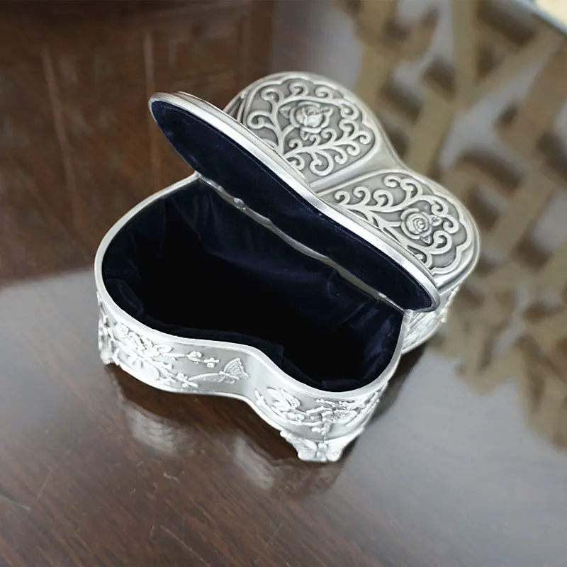 Vintage Silver Metal Jewelry Storage Case Zinc Alloy Butterfly Trinket Box Wedding Ring Holders Table Ornament gift | Дом и сад