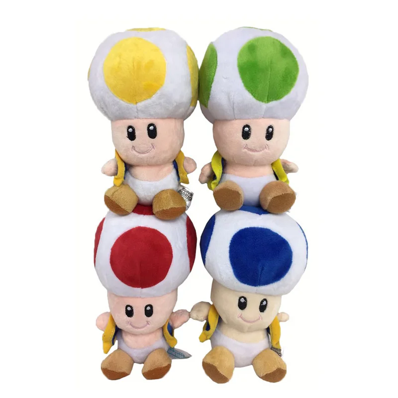 Мягкая мультяшная Кукла Super Bros в виде гриба 1 шт. 16 см 4 цвета супер плюшевые