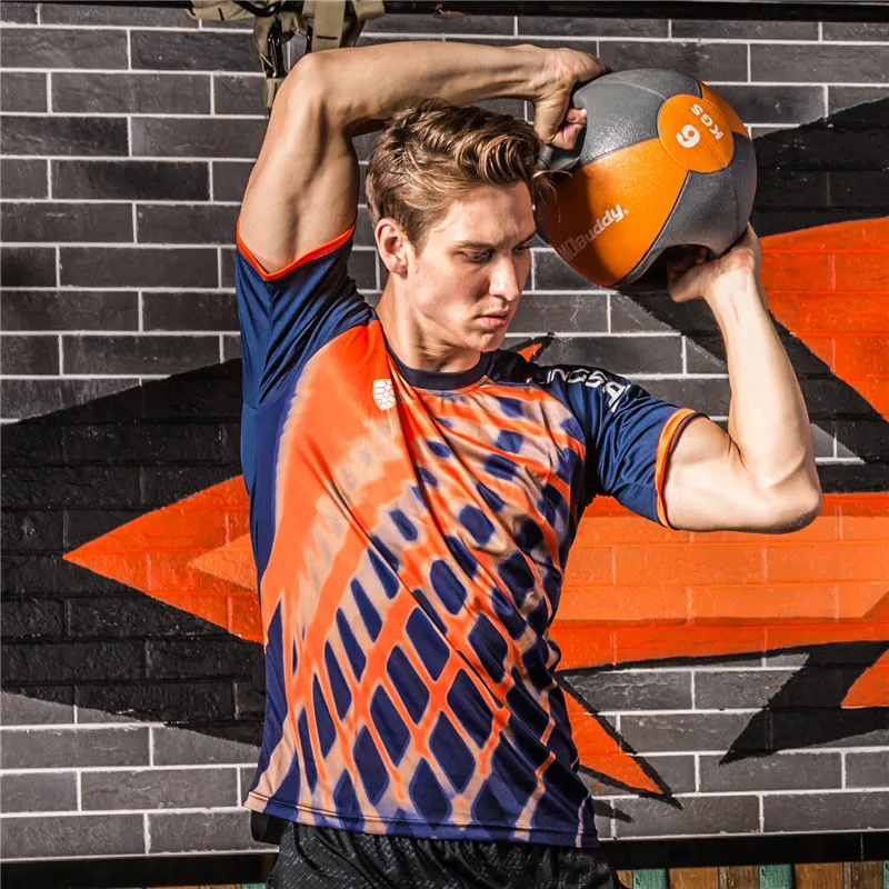 Men's Fitness Jersey Running T-Shirts Short Sleeve Breathable Quick Dry Basketball Soccer Training Crossfit Shirt Gym Tops Tees | Спорт и