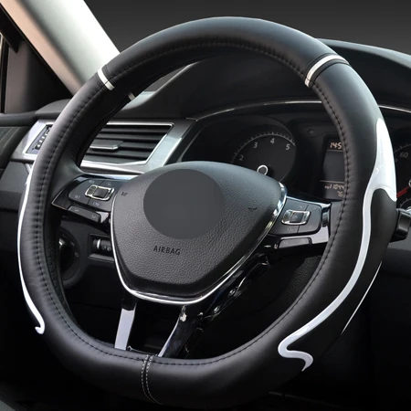HuiER крышка рулевого колеса автомобиля D форма 6 цветов для Volkswagen VW Golf R Alltrack Passat Nissan Audi TT Renault Citroen peugeot - Название цвета: White